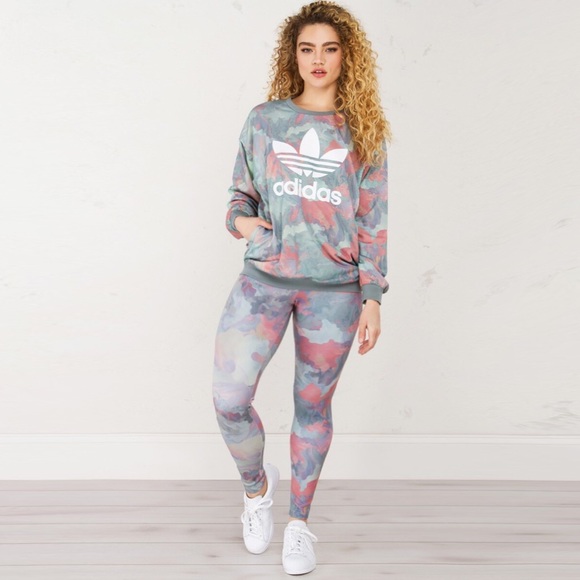 Adidas Other - New Adidas Set - Pastel Camo Sweatshirt & Leggings